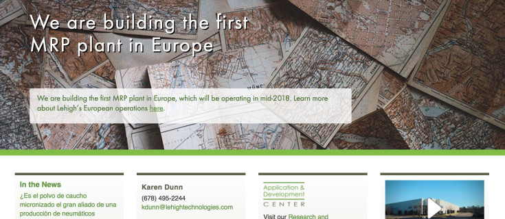 Screenshot: Lehigh Technologies Home Page