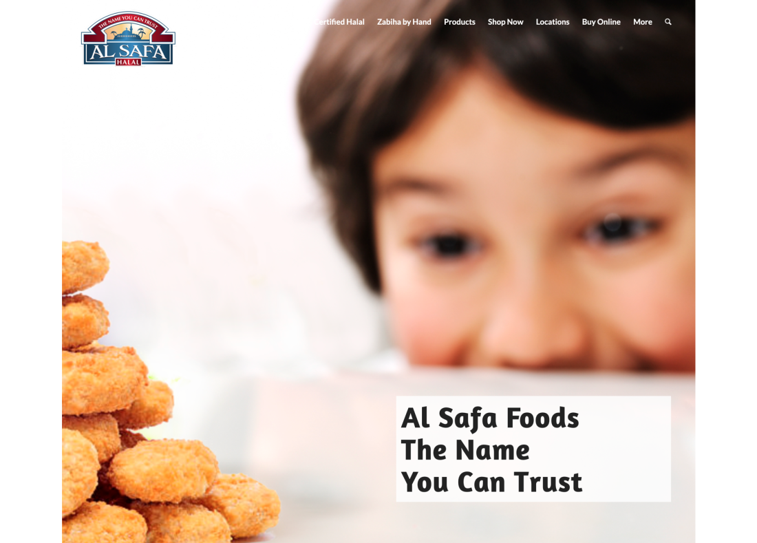 Screenshot of the Al Safa Foods website home page