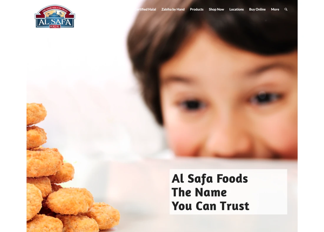 Screenshot of the Al Safa Foods website home page