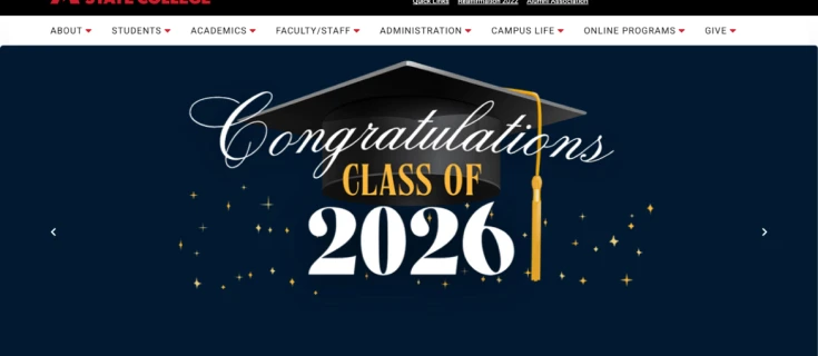 Screenshot of AMSC homepage