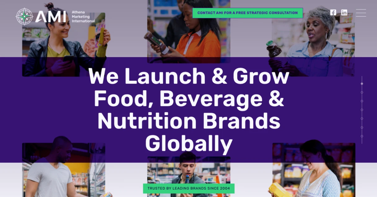 Screenshot of Athena Marketing International website homepage