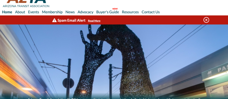 Screenshot of the AzTA website home page