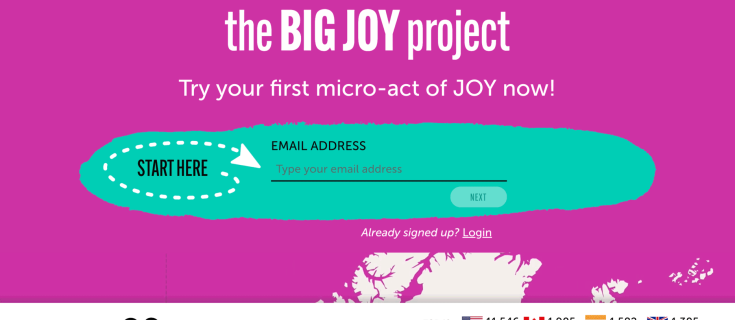 Screenshot of The BIG JOY Project home page