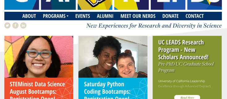 Screenshot of CalNERDs website home page