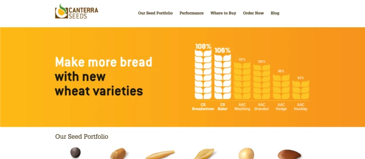Screenshot of Canterra Seeds website homepage