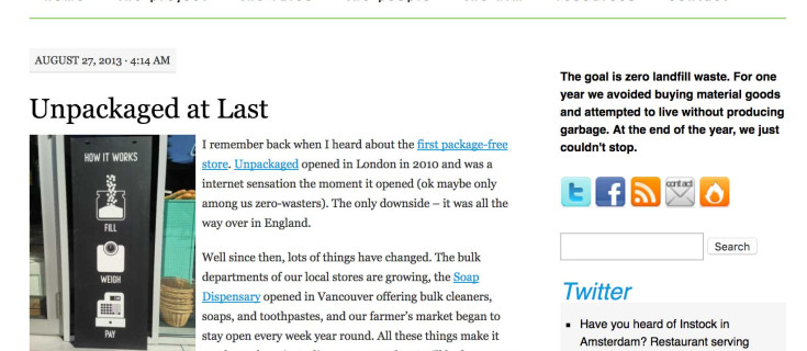 Screenshot of Clean Bin Project website home page