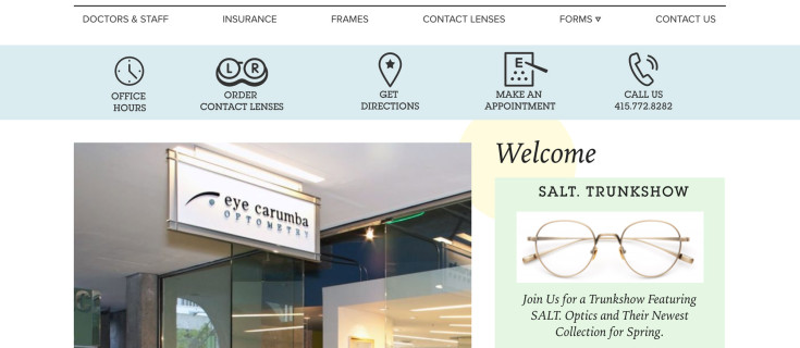 Screenshot of Eye Carumba website home page