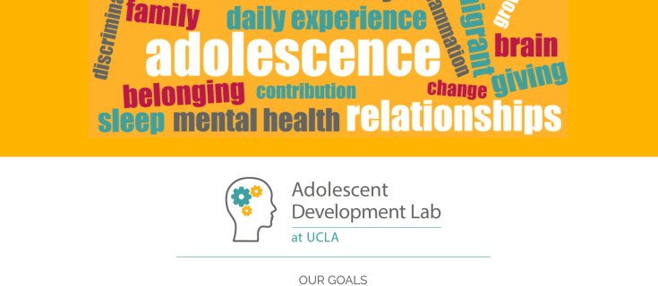 Screenshot of Adolescent Development Lab website home page