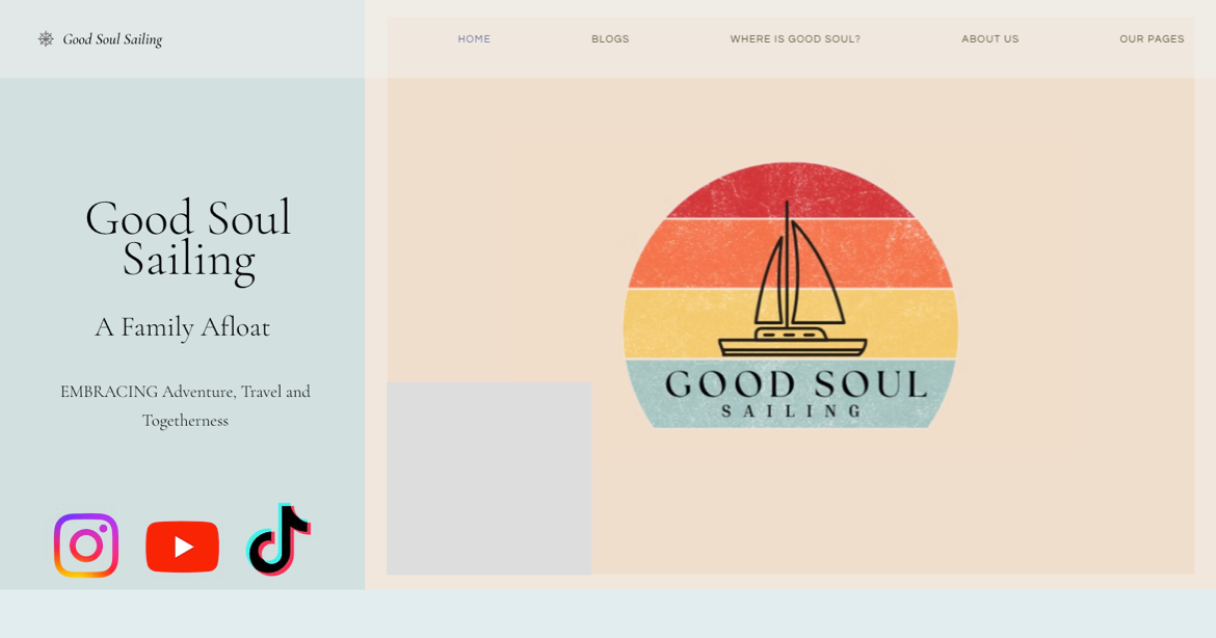 Screenshot of Good Soul Sailing website homepage