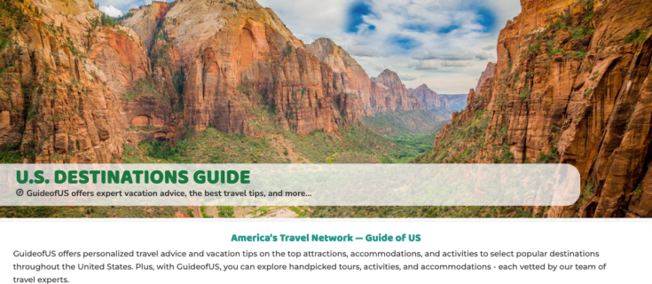 Screenshot of Guide of US home page