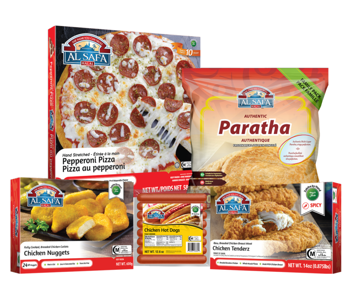 Photos of halal food products