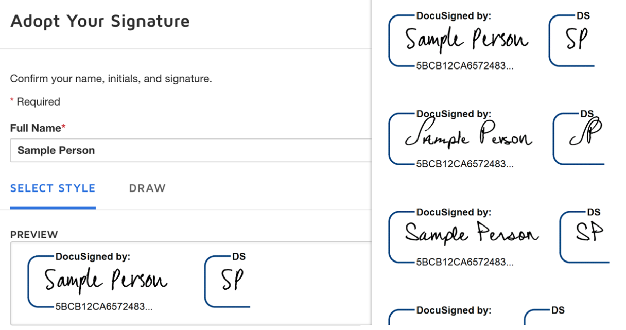 Docusign Choose Your Signature Screenshot