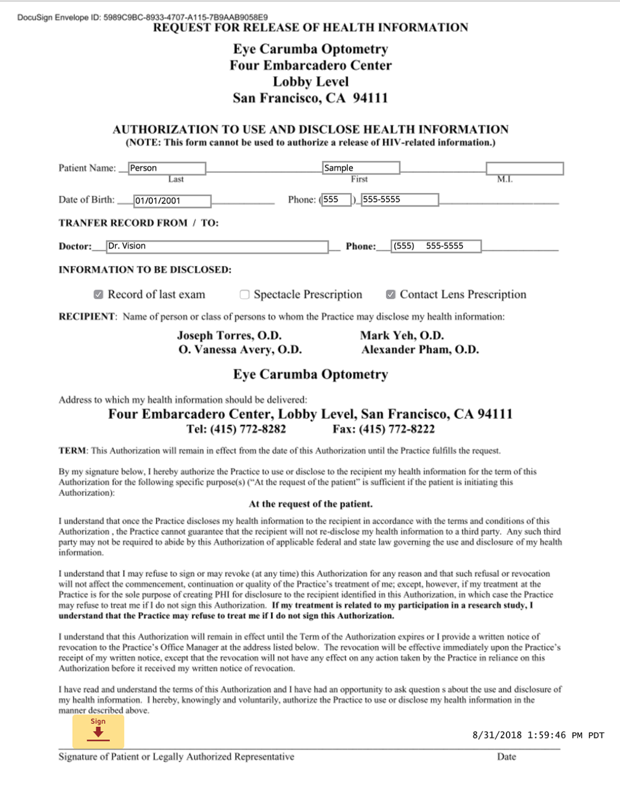 Docusign Digital Form Screenshot