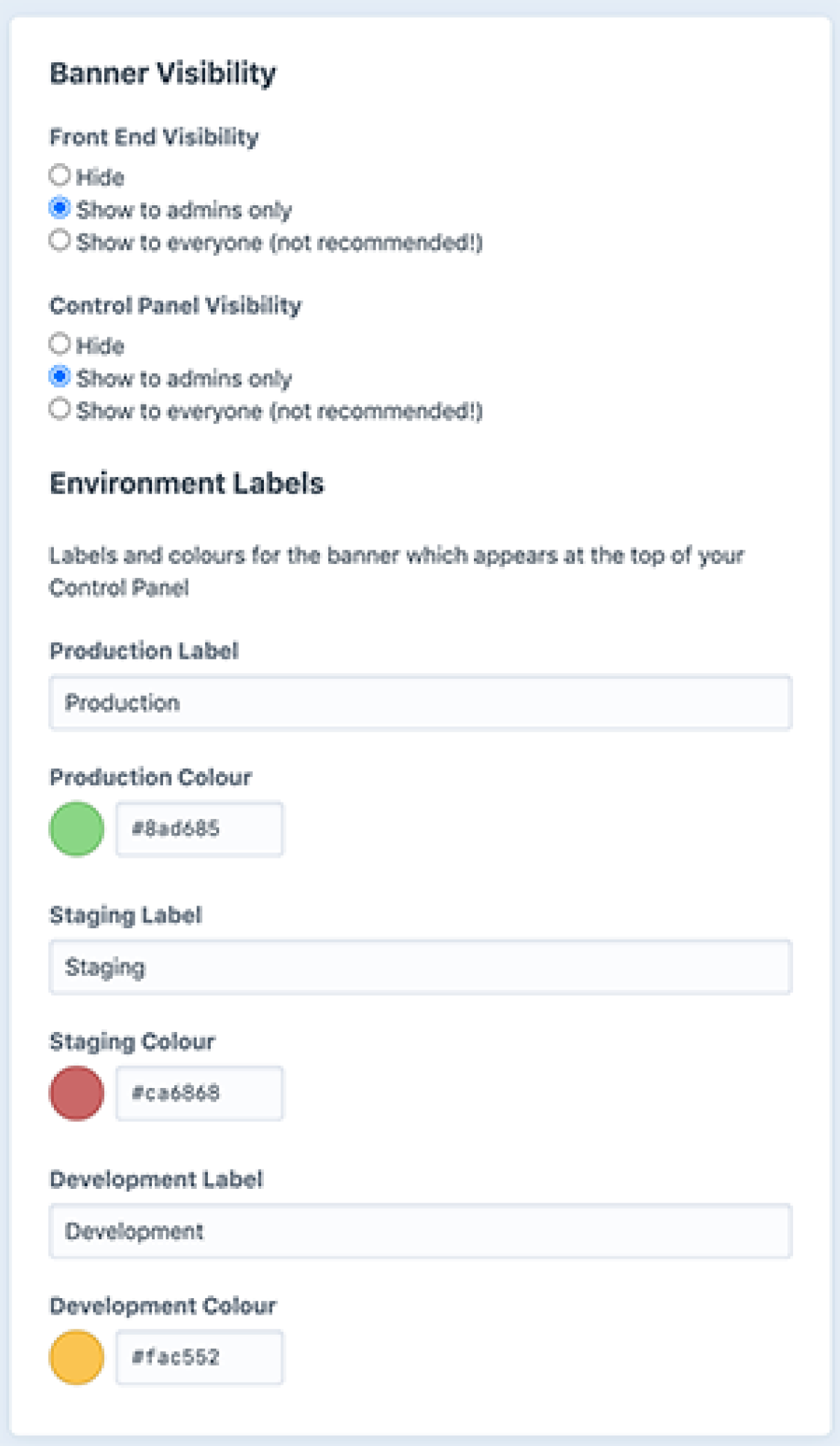 Hop Reveal Settings screenshot