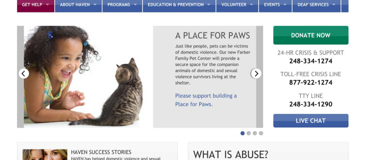 Screenshot of Haven website home page