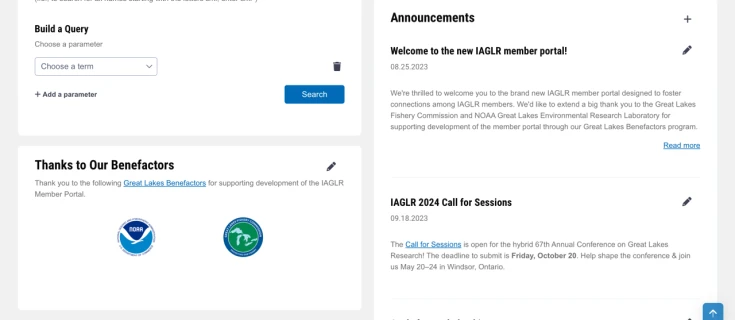 Screenshot of the IAGLR member directory landing page