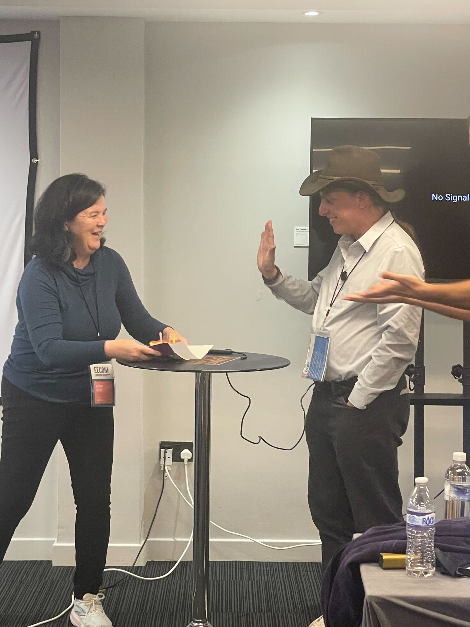 Conference organizer Lydia Chu 'forces' me to eat a delicious pastry