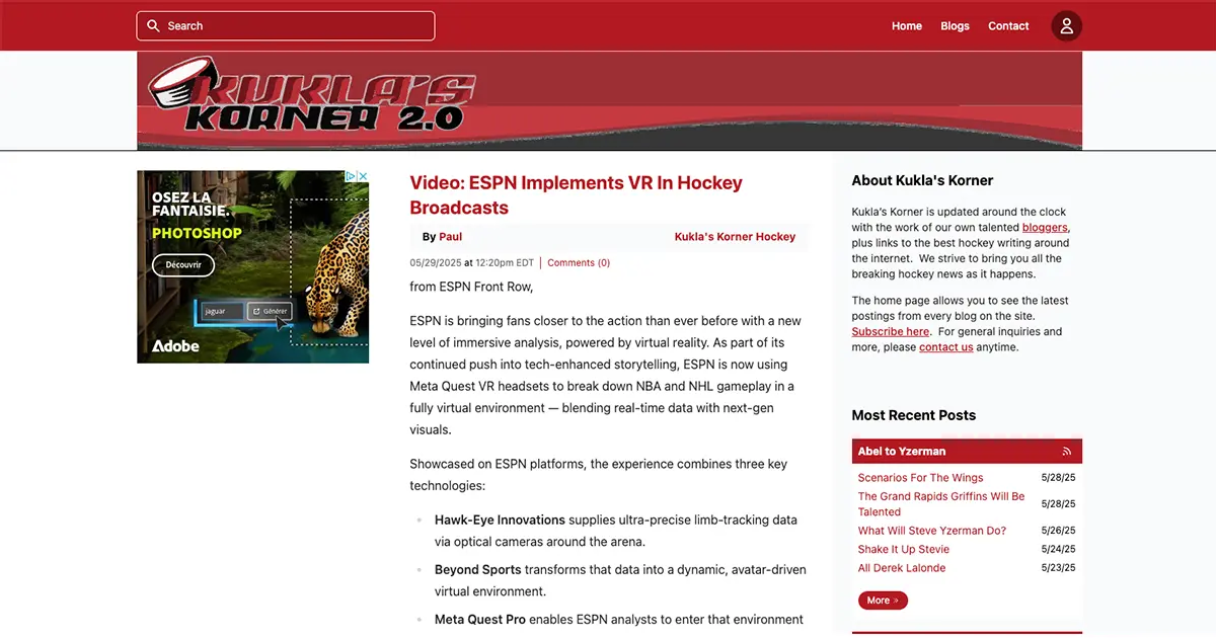 Screenshot of Kuklas Korner website home page