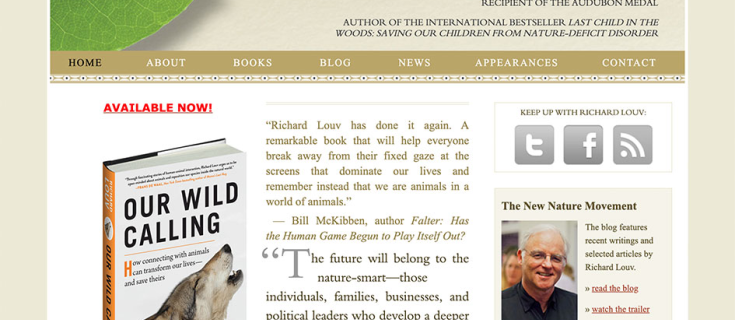 Screenshot of Richard Louv's home page