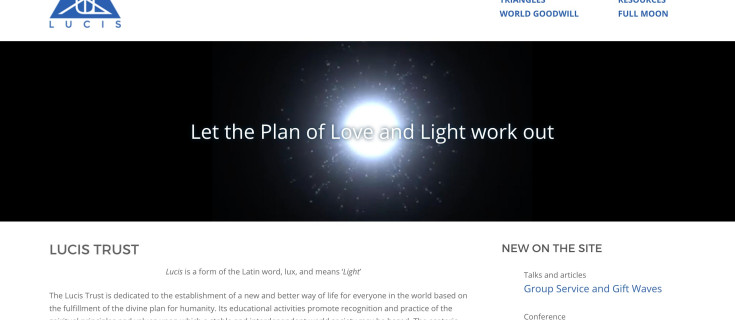 Screenshot of The Lucis Trust website home page