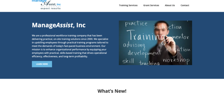 Screenshot of ManageAssist website homepage 