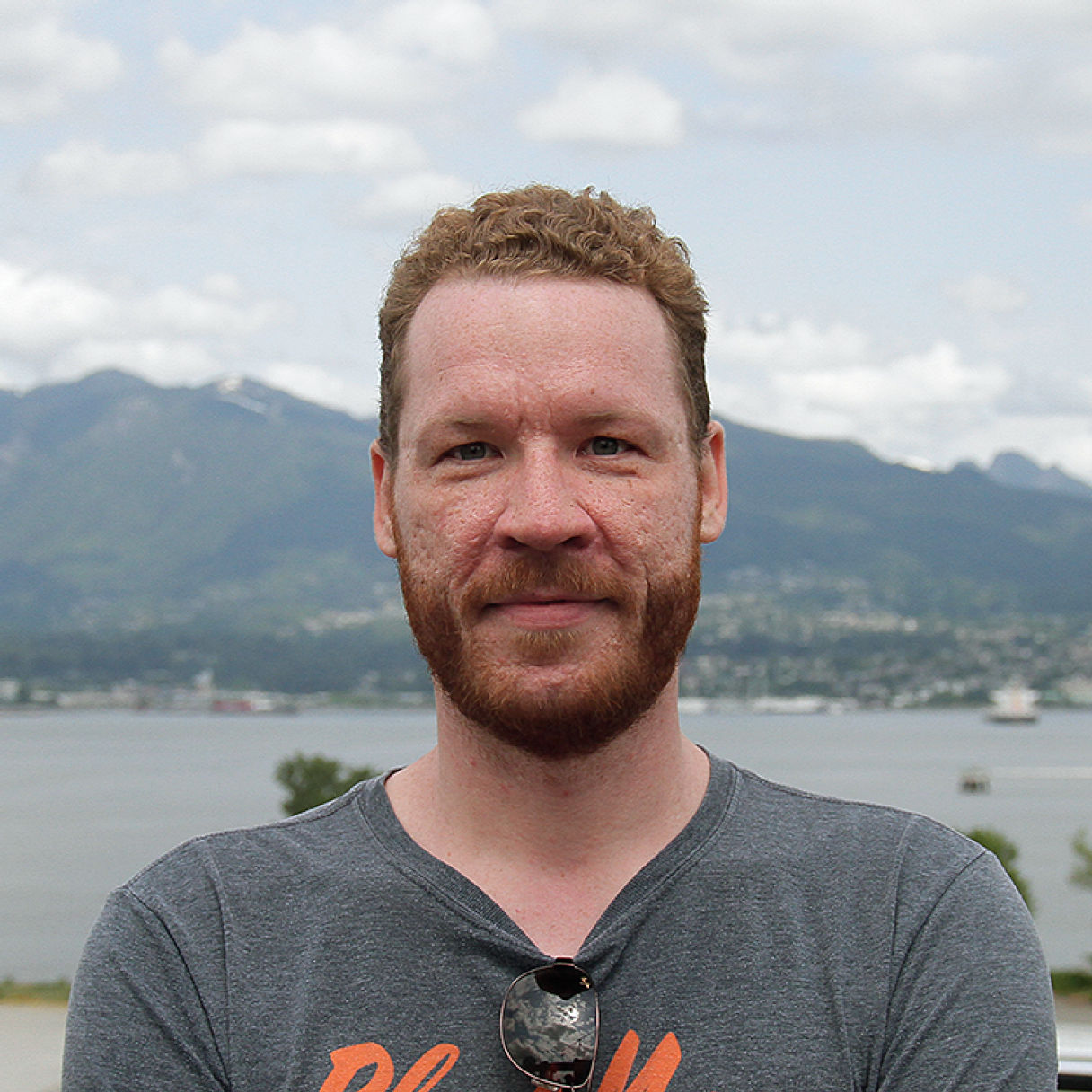 Michael Kant in front of the North Shore mountains in Vancouver