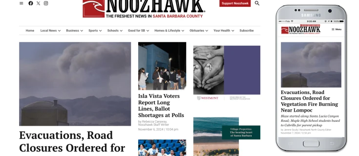 Screenshot of Noozhawk website home page