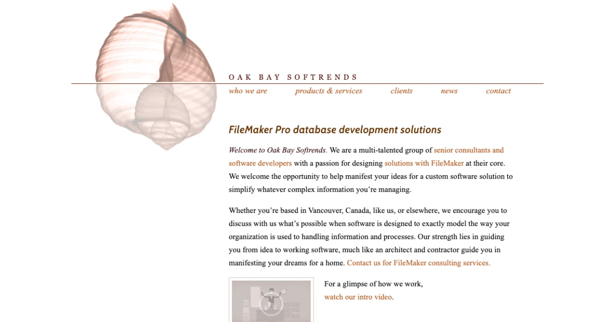 Screenshot of Oak Bay Softrends homepage