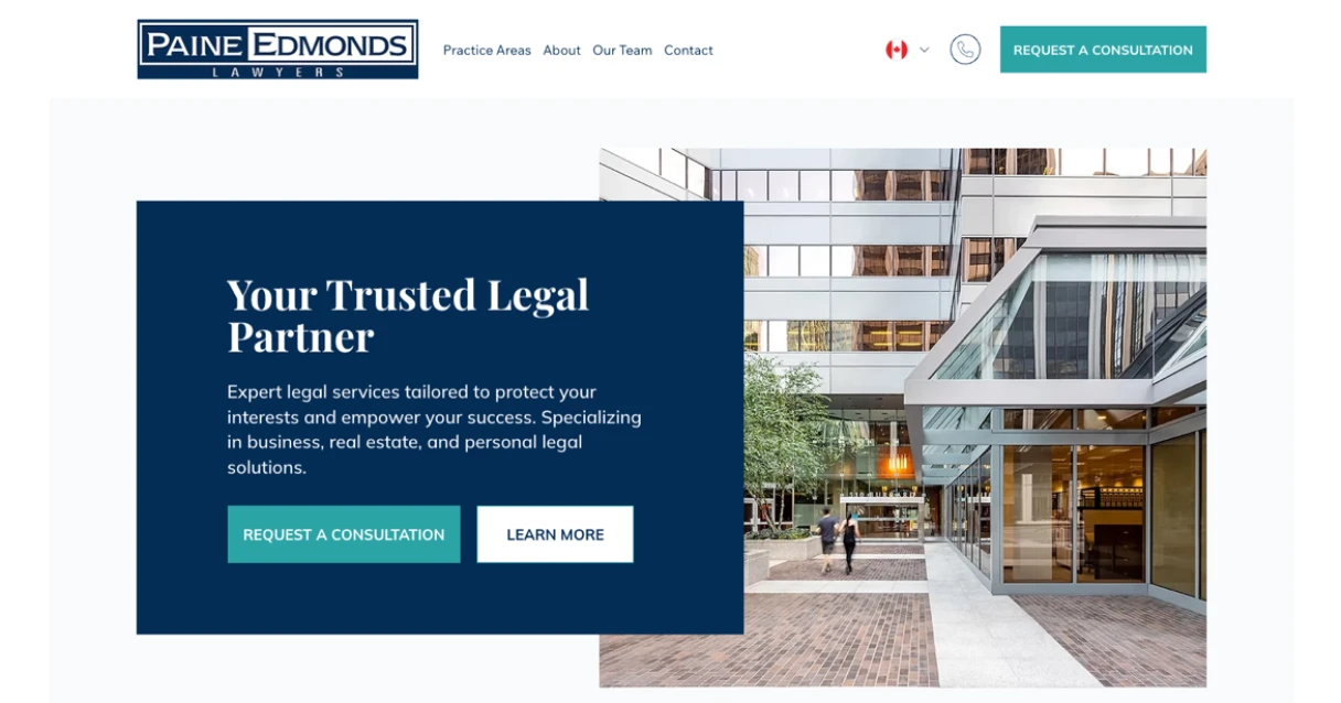 Screenshot of Paine Edmonds website homepage