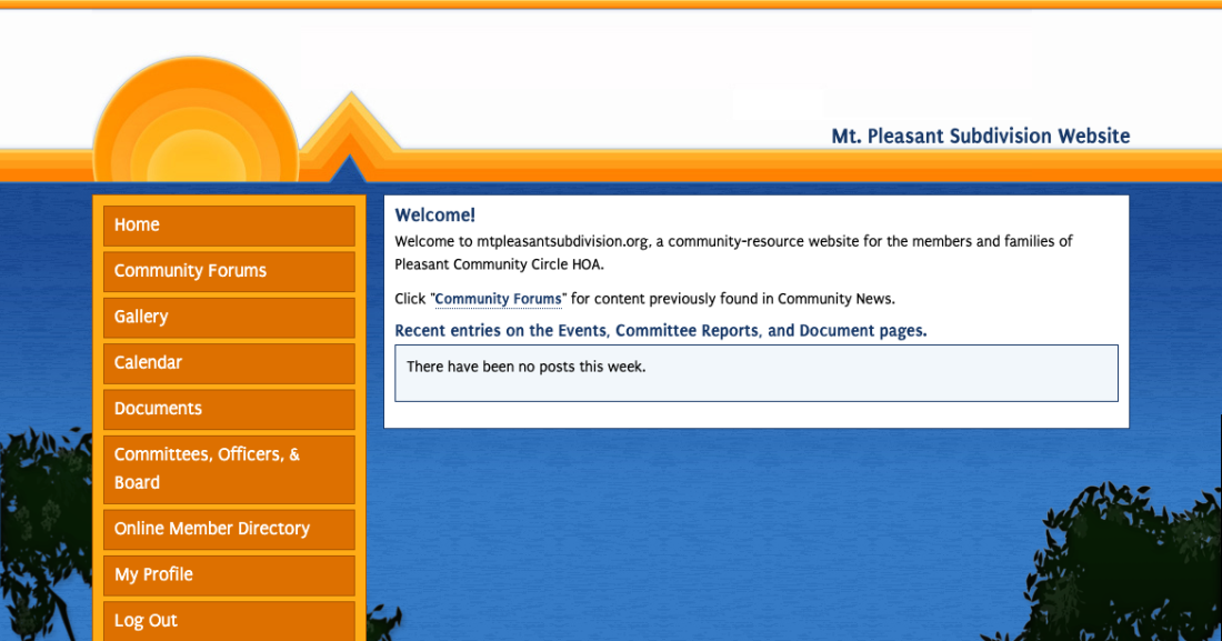 Screenshot of the Pleasant Community Circle home page