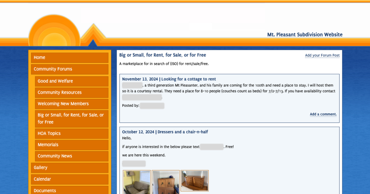Screenshot of the Pleasant Community Circle For Sale page