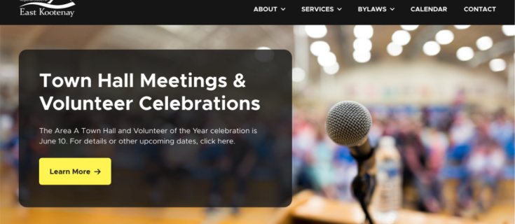 Screenshot of RDEK homepage on website