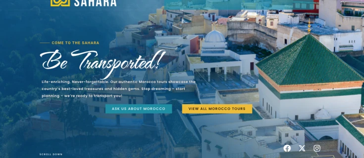 Screenshot of Come to The Sahara website homepage