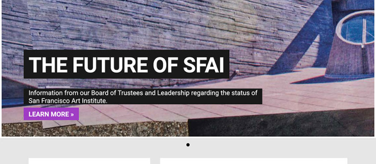 Screenshot of SFAI website Home page