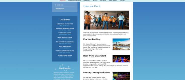 Screenshot of the StarVista LIVE About page