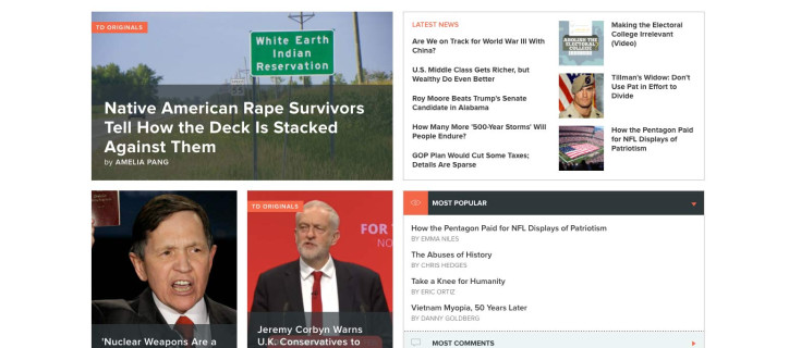 Screenshot of Truthdig website home page