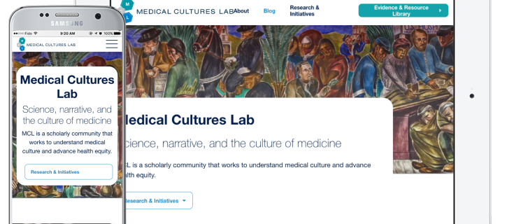 Screenshots of UCSF Culture of Medicine home page on tablet and mobile