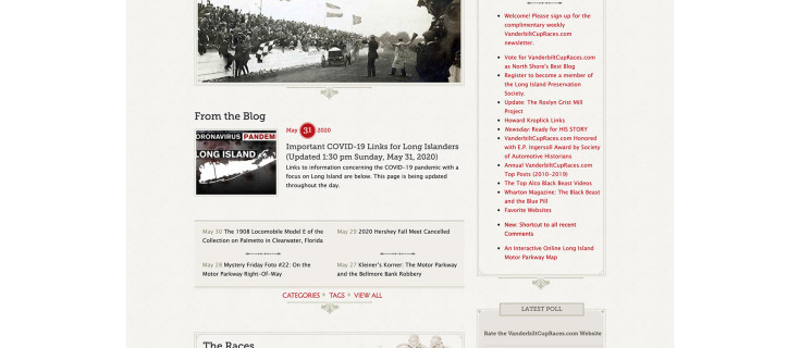 Screenshot of Vanderbilt Cup Races home page