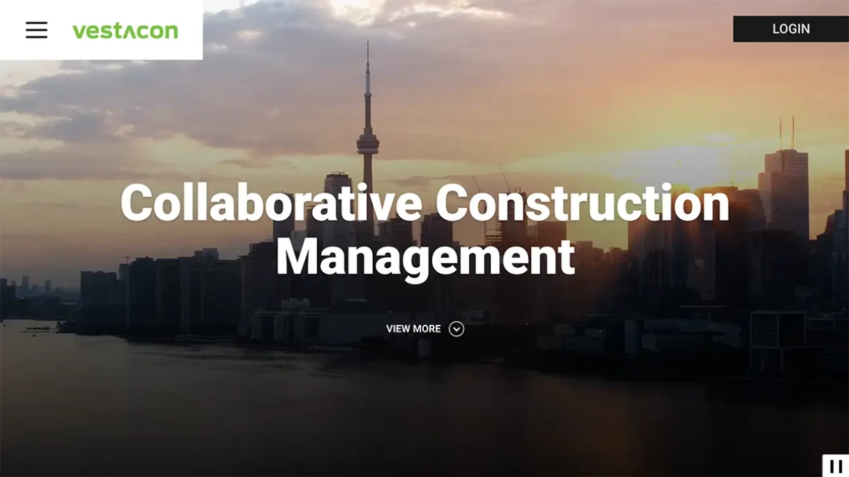 Screenshot of the Vestacon website home page