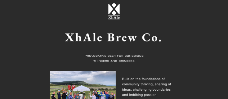 Screenshot of XhAle Brewing's website home page