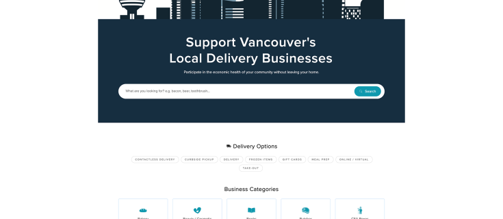 Screenshot of YVR Local DeliveryHome page